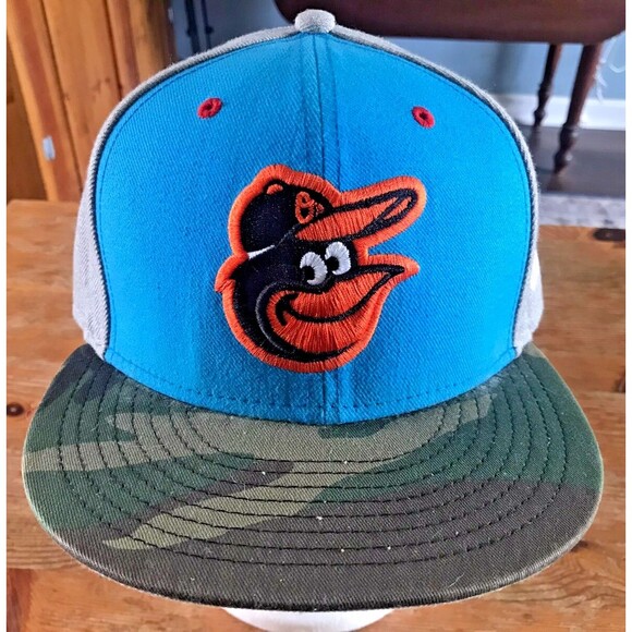Baltimore Orioles Hat New Era Fitted Blue Gray Camo Cap MLB By You Unique 7 1/4 - Picture 1 of 9